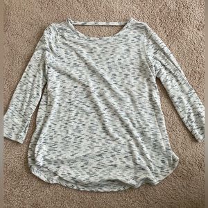Loft white and gray space dyed open back sweater size medium